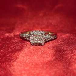 10k Yellow Gold Diamond Square Ring 0.50 ctw