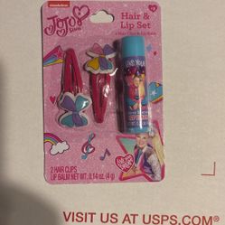 Jojo Lip Balm & Hair Clips Set New 