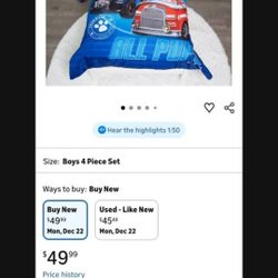 4pc PAW PATROL BED SET