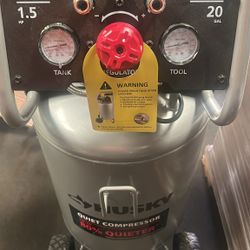 Husky 20 Gal.165 PSI Vertical Electric Oil-Free Quiet Auto/Workshop Air Compressor with Dual Gauges