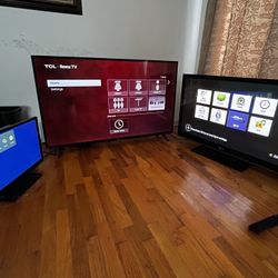 Three TVs: 55” 4K Roku, 42” LG Plasma,  24” Sceptre LED Work Great!