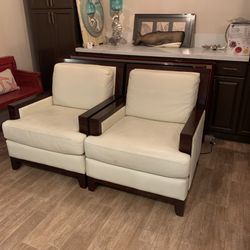Premier White Leather Sofa, pair