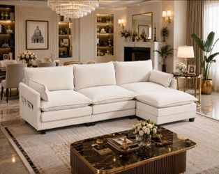 Modern Reversible Sectional Sofa with Corduroy Fabric - brand new and 4 available colours