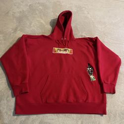 Vintage Hunter x Hunter Kurapika Hoodie Red Embroidered Men Large Y2K Streetwear