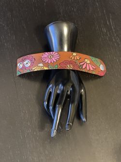 Genuine Leather Cuff Bracelet Daisy Flowers