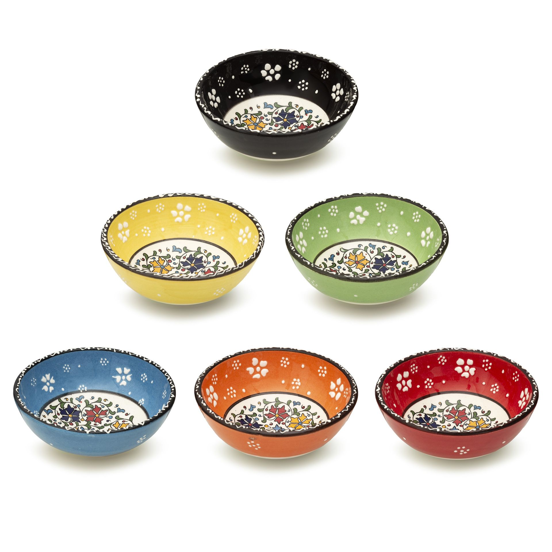 Small Ceramic Bowls Set of 6 - Snack Bowls for Tapas, Nuts, Olive, Soy Sauce Dish, Dip Bowls, Sushi - Decorative Moroccan Spanish Mandala
