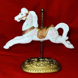 A Vintage Treasure: Beautiful White Porcelain Carousel Horse.
