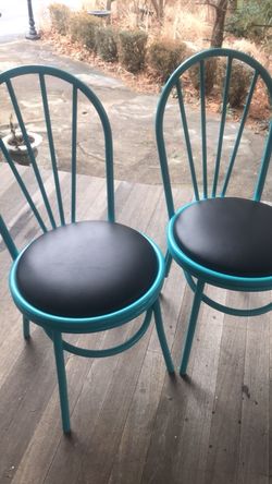 2 teal Metal upholstered Chairs