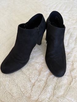 Black Suede Heeled Ankle Booties