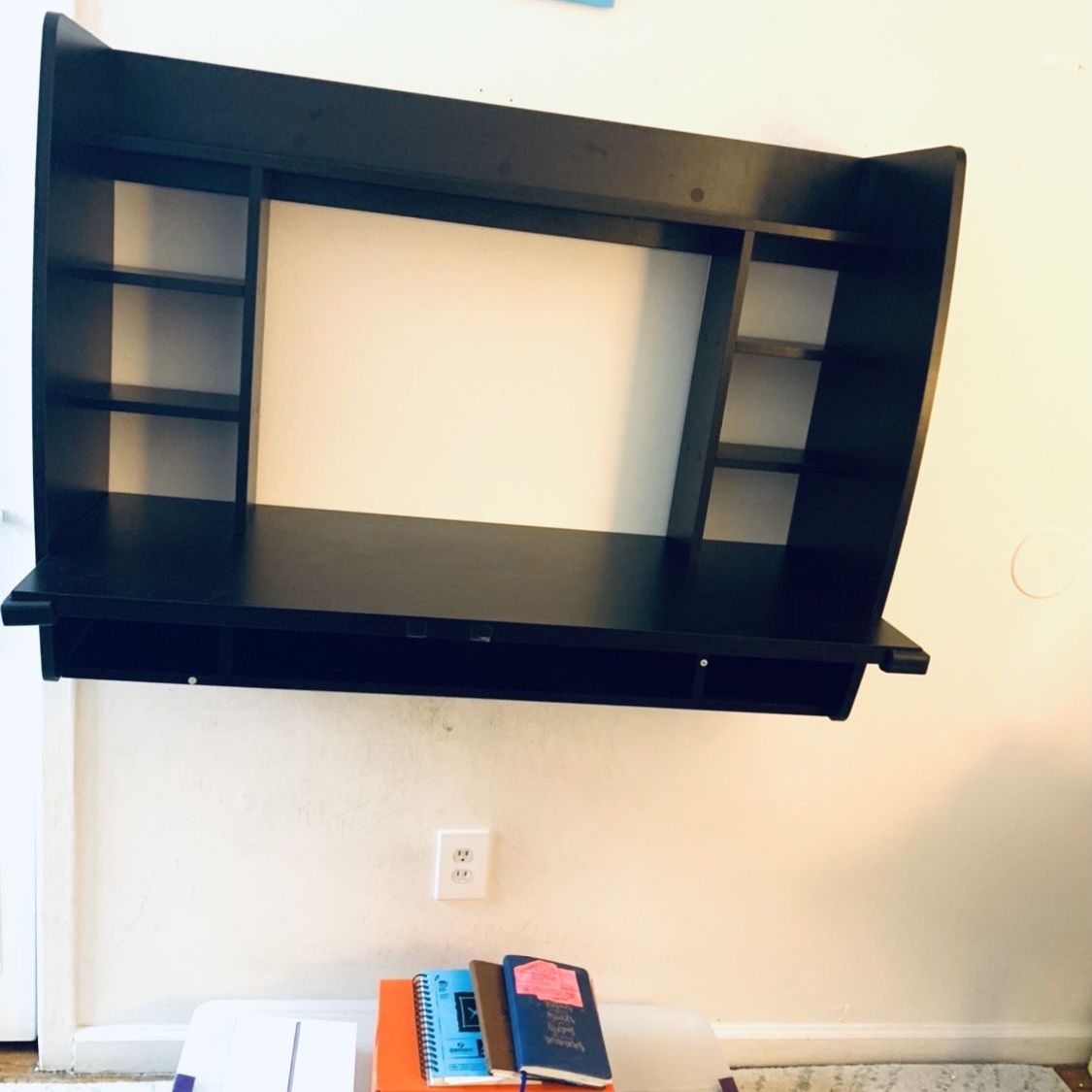 Copper Grove Cainari Wall-mounted Laptop Office Desk with Shelves Black