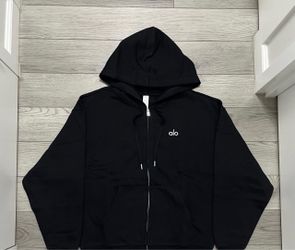 Alo Yoga Black Zip-Up Hoodie