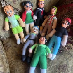 Vintage  LOT El Chavo del Ocho Vinyl Face Plush Figures Mexican TV Show