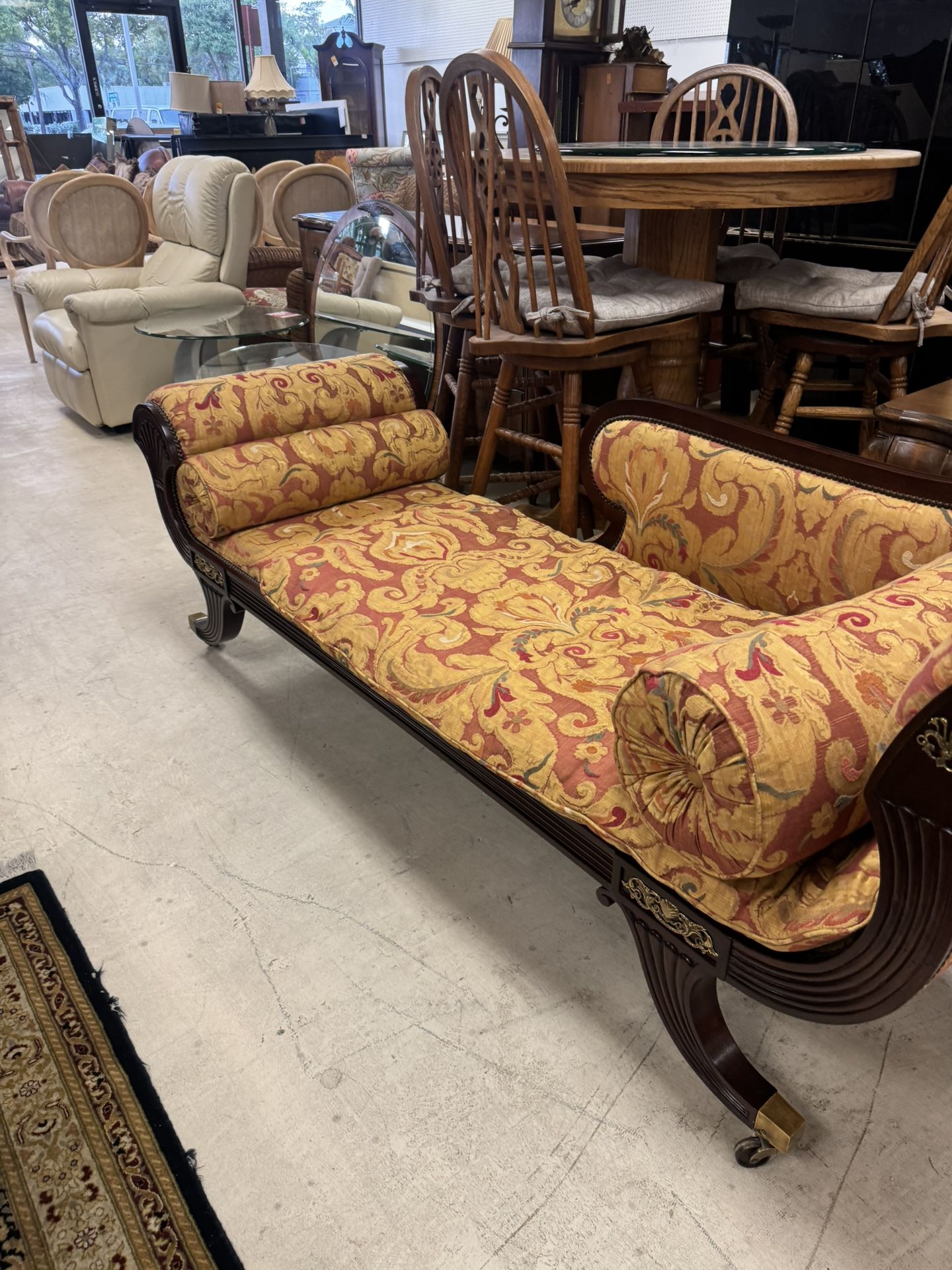 Empire Gilt Mounted Mahogany Recliner (Gold & Red Daybed) - Retail: $2200