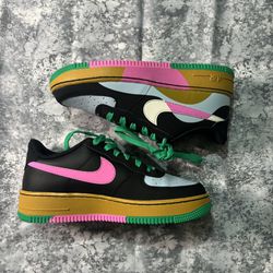 Nike Air Force 1s “ Black Multi Color” Size 6