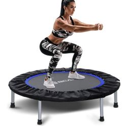 Foldable Mini Trampoline Fitness Trampoline with Safety Pad,Rebounder Exercise Trampoline for Adults Indoor/Garden Workout,Max Load 300lbs/440lbs