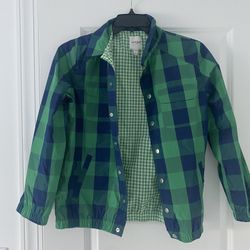  Cat& Jack Blue green checked windbreaker. Size Large (boys 12-14)