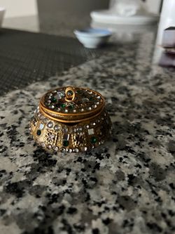 Ornate Rhinestone Trinket Box with Lid