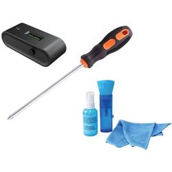TV Mount Installation Tool Kit with Compact Level/Stud Finder Combo, Cleaning Kit, and Screw Driver Set