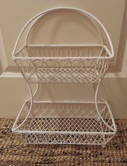 MIKASA WHITE 2-TIER STORAGE BASKET ( PLEASE CHECK OUT LAST PICTURES FOR ONLINE SALE PRICES