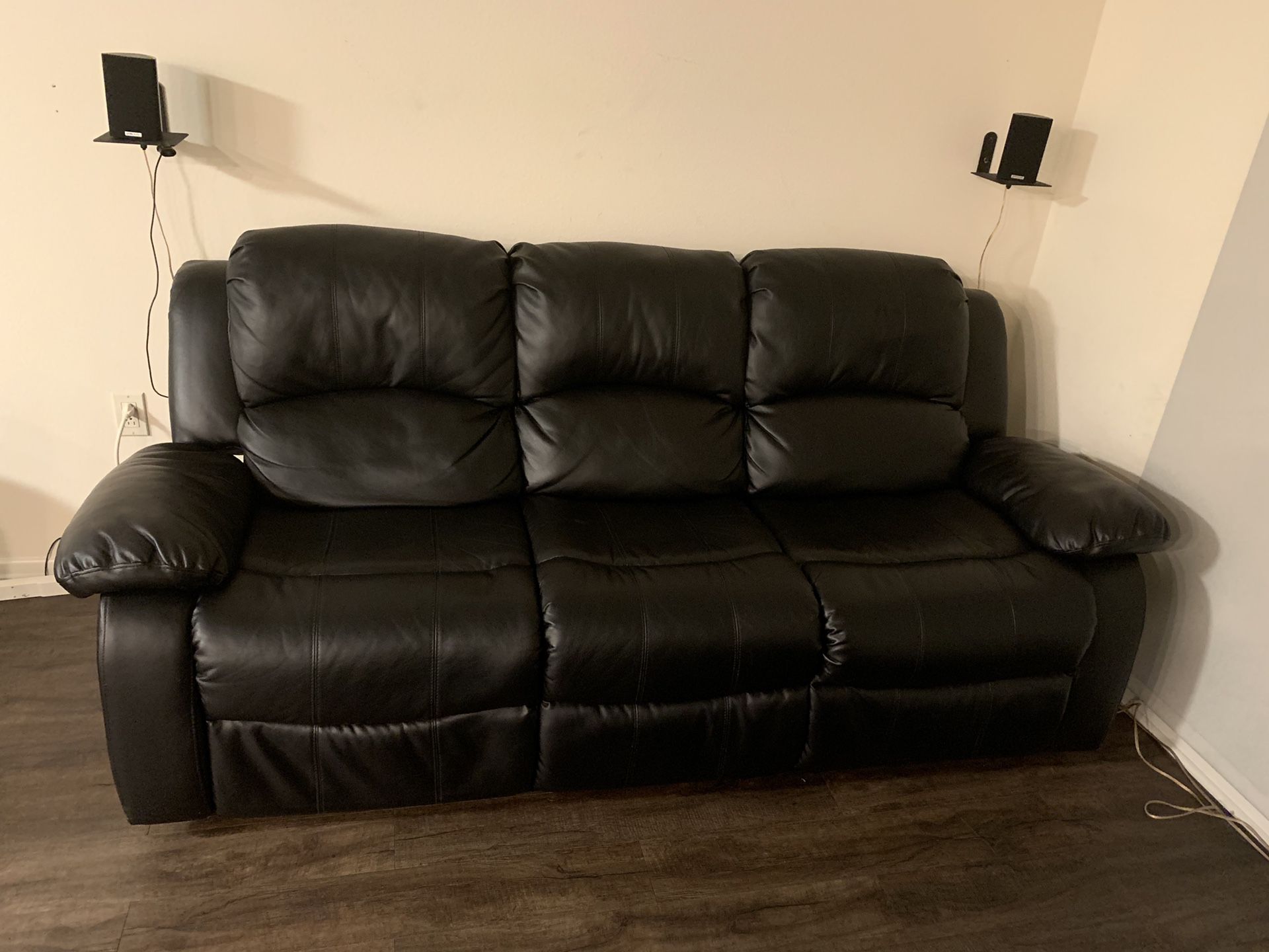 Leather Recliner Couch Black
