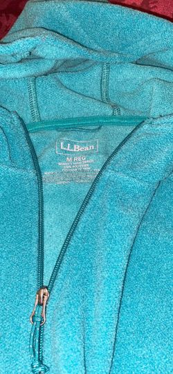 LL bean Turquoise zip Fleece jacket w/Hood, VGC Medium