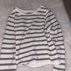 white and brown striped long sleeve top #striped 