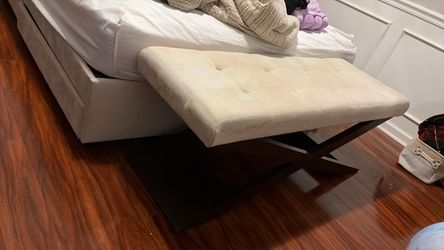 Tufted Upholstered Bench with X-Base