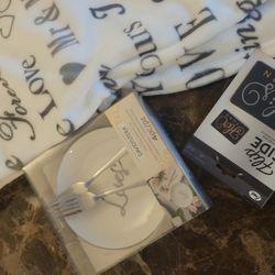 Wedding / Engagement Gift Bundle - Fleece Mr Mrs Blanket Cake Plates Dishwasher Sign Wedding Planning Book