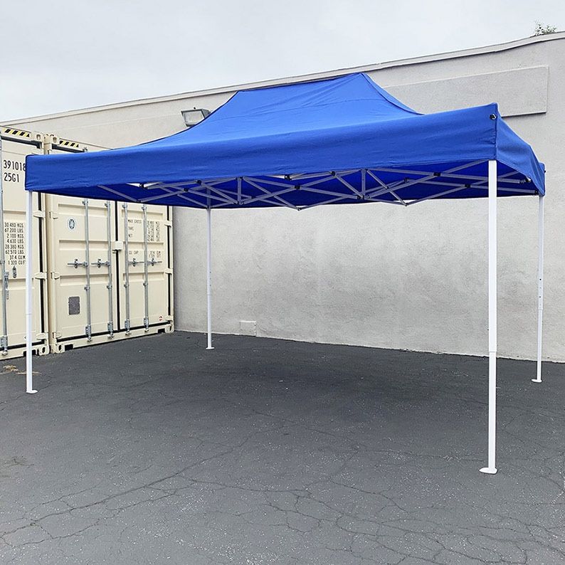 $130 (New in Box) Heavy duty 10x15 ft outdoor ez pop up canopy party tent instant shades w/ carry bag (white blue)