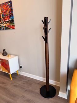 Modern Wood and Metal Coat Rack Stand