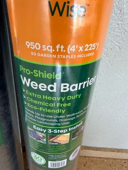 Weed barrier 4x225 ft with 50 staples $55 a roll
