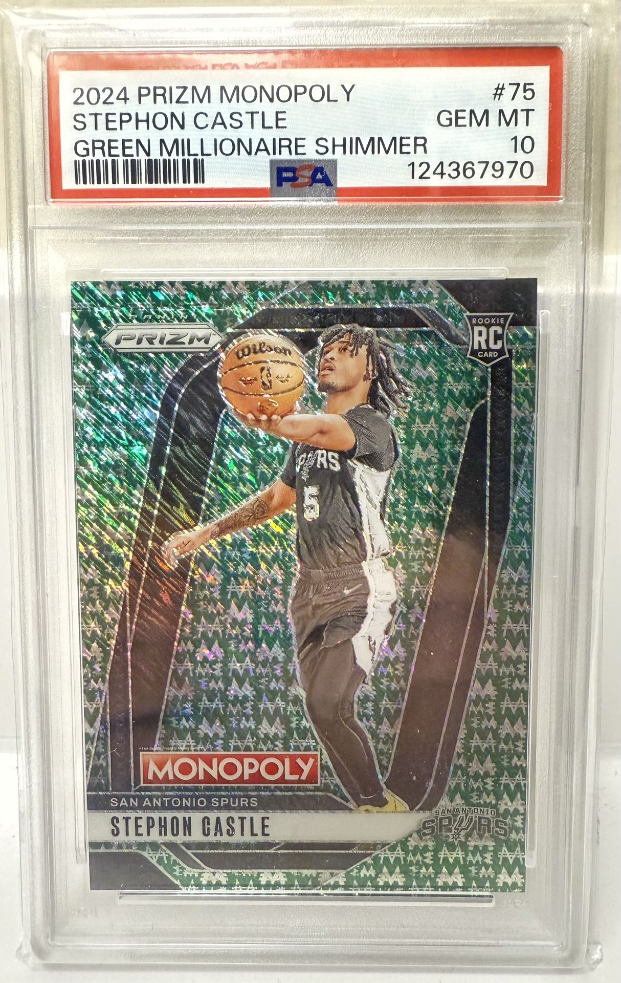 2024 Prizm Monopoly #75 Stephon Castle Green Millionaire Shimmer /20 GEM MINT PSA 10
