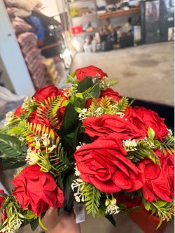 Fake roses and leaves