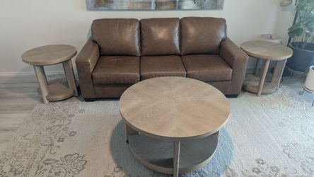 Leather Couch and Coffee tables