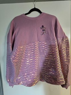 Disney Spirit Jersey Disneyland Resort Purple Sequin Crewneck XS