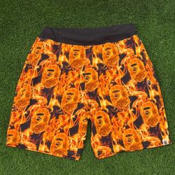 A Bathing Ape Bape Flame Wide Shorts Size XL 