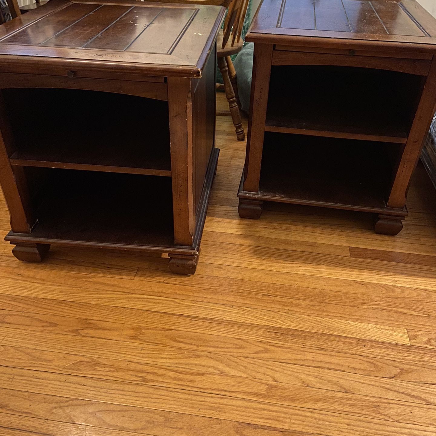 Wood End Tables With Storage Shelves