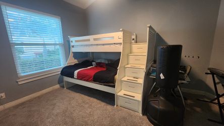 White Queen And Twin Bunk bed