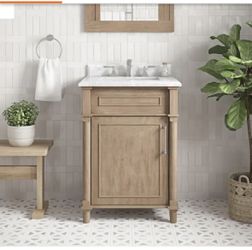 Home Decorators Aberdeen 24” Antique Oak Bath Vanity with Carrara Marble Top