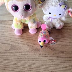 Hello Kitty Lamb And 2 Beenie Stuffed Animals