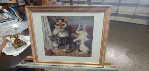 FRAMED "CAT & KITTENS" PRINT