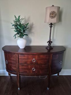 Elegant Wood Demilune Console / Buffet Cabinet