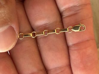 14K Yellow Gold Bar and Oval Link Bracelet