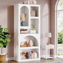 70.8" Bookshelf, Geometric Bookcase Display Shelf With 5 Irregular Storage Shelves