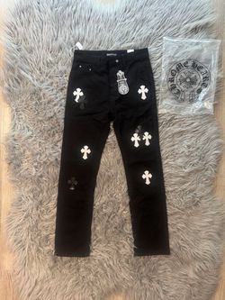 Chrome Hearts Black Denim Jeans with Cross Patches