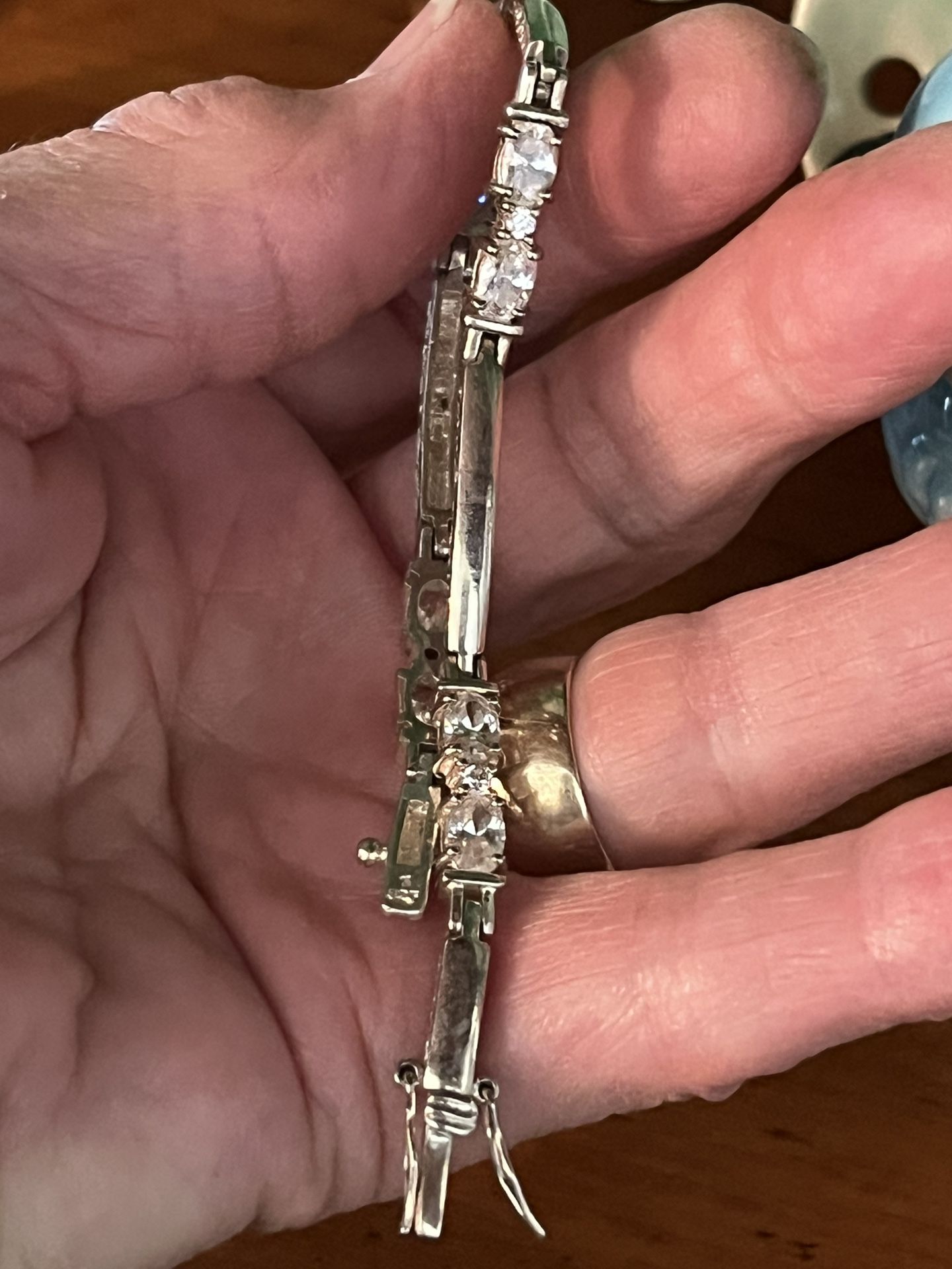Vintage Sterling Silver And Crystal Bracelet