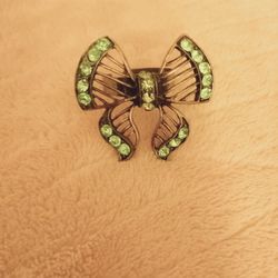 Butterfly Ring One Size Fits All Green Vintage