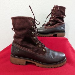 Rare Timberland Maroon/ Burgundy Leather & Suede Women Boots Size 9.5