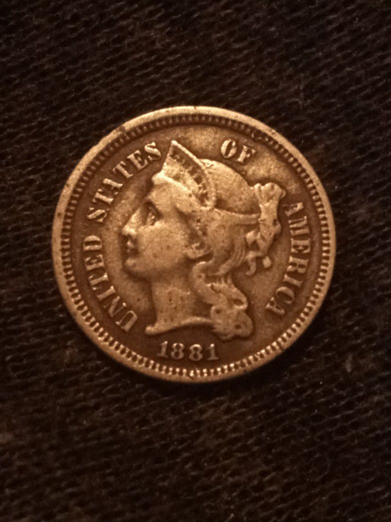  U.S. A 1881 90% Silver 3 Cents