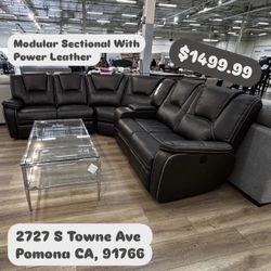 Modular Sectional W/ Power Reclining In Dark Gray 